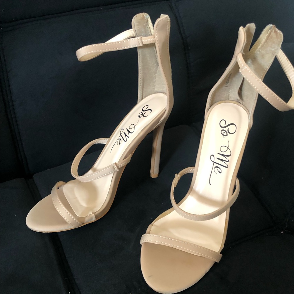 Miss Lola Strappy Nude Heels